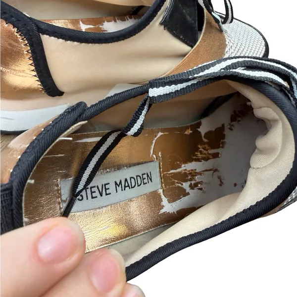 👟✨ Steve‎ Madden Antics Metallic Strap Lace-Up Sneakers Gold Black 7.5 ✨👟 - Image 7