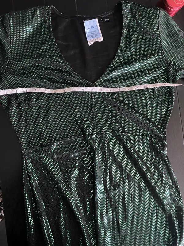 Dark Green Sequin Dress Size XL - Image 2