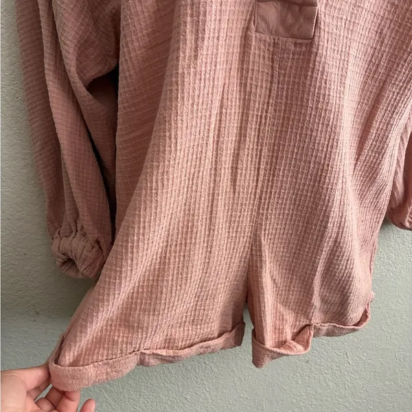 Free People Blush Oversized Cotton Romper XS - Image 7
