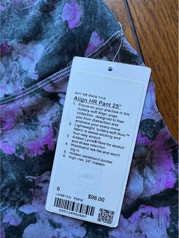 Lululemon Align High Rise 25” Floral Shift Multi Size 6 NWT - Image 4