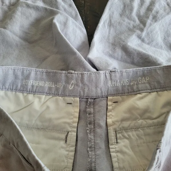 Gap Boyfriend Roll-Up Khaki Linen Cotton Blend Shorts Women's Size 0 - Image 7
