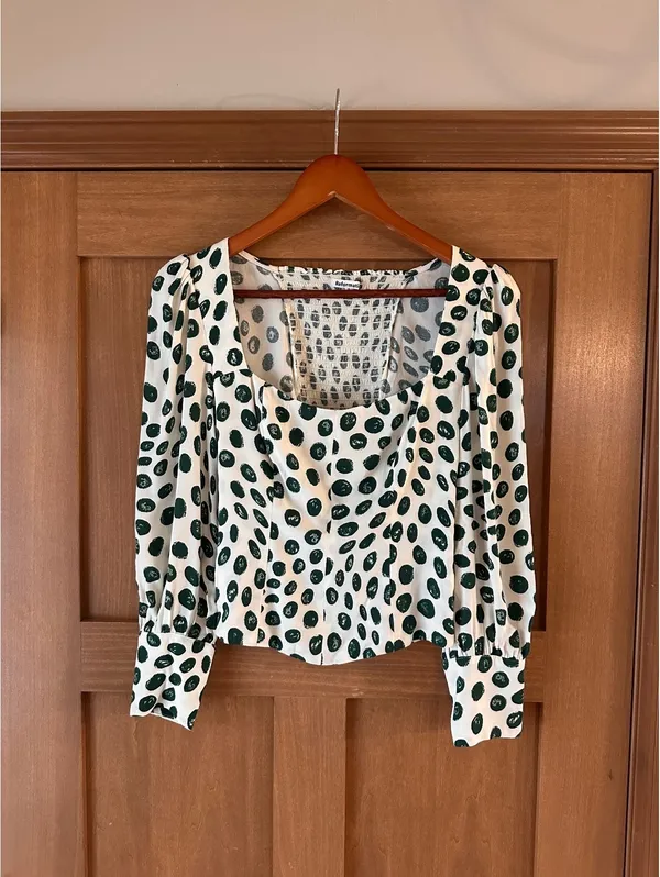 Reformation Calla Print Top Blouse In Tapioca Polka Dot Women’s size 2 - Image 14