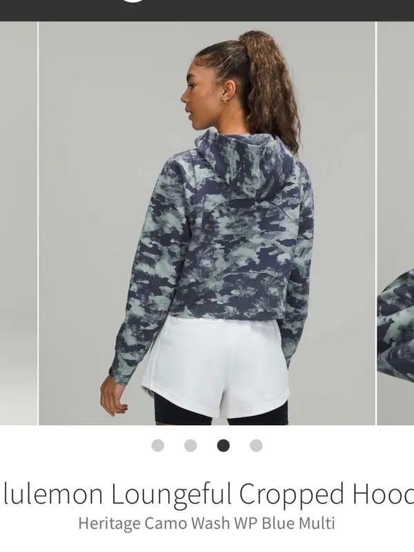 Lululemon Loungeful cropped hoodie heritage camo WP Blue size 2 - Image 2