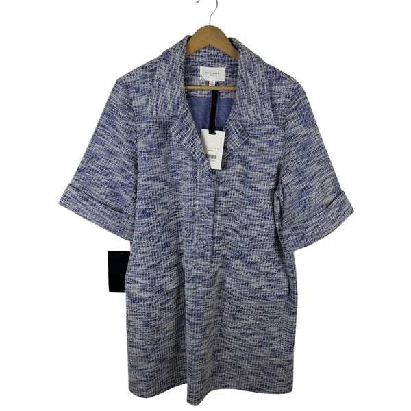 NWT Pomander Place Tuckernuck Blue‎ Tweed Shift Dress XL Old Money Preppy Office - Image 2