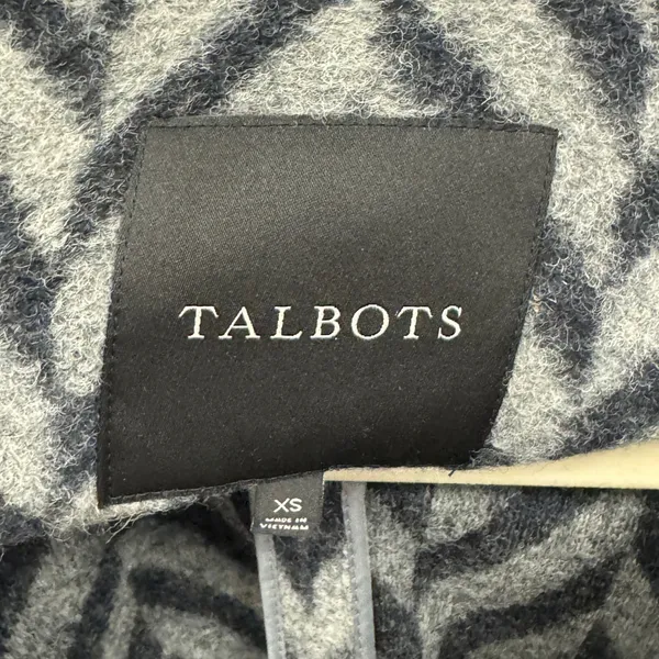 Talbots Women's Grey Black Chevron Wool Blend Longline Cardigan Coat Jacket XS‎ - Image 6