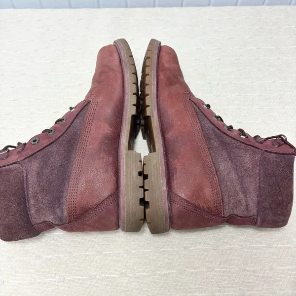 Timberland‎ Premium Dark Red Burgundy Nubuck Waterproof Classic Boots Womens 9.5 - Image 8