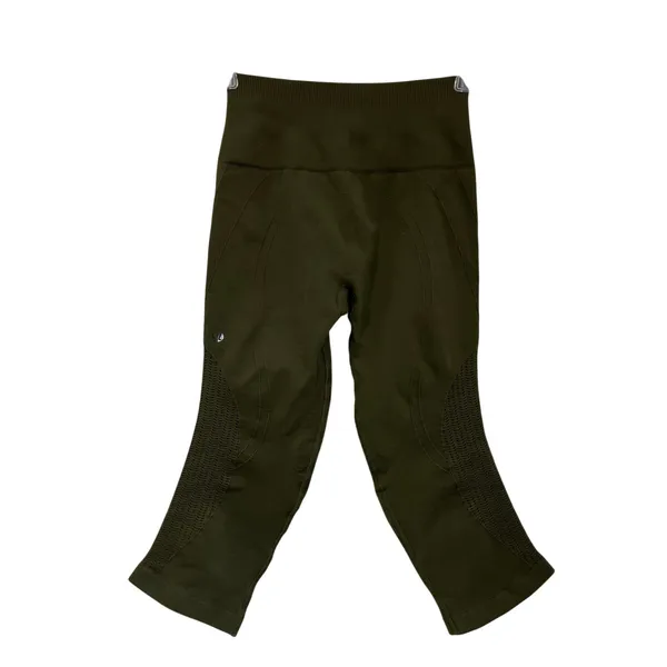 Lululemon‎ Cropped Leggings Olive Green Size 0/2 Seamless Stretch Athletic - Image 2