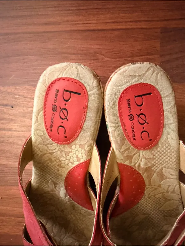 boc Red Pink Cork Wedge Slide Sandals Size 8 - Image 3