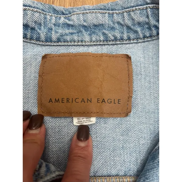 American Eagle Cropped Jean Jacket‎ Sz XS100% cotton - Image 5