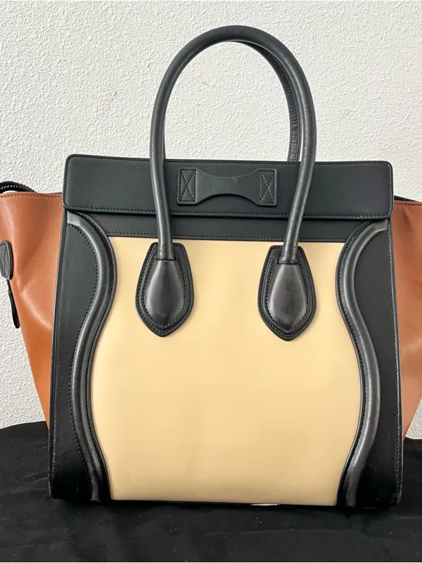 Celine Luggage Tote Tricolor Leather Micro Top Handle Handbag - Image 4