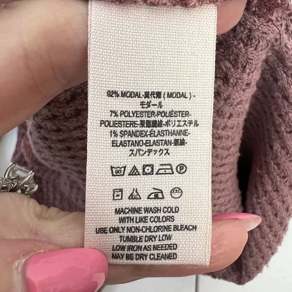 We The Free People Size S Tunic Top Kate‎ Thermal Off Shoulder Long Sleeve Mauve - Image 7