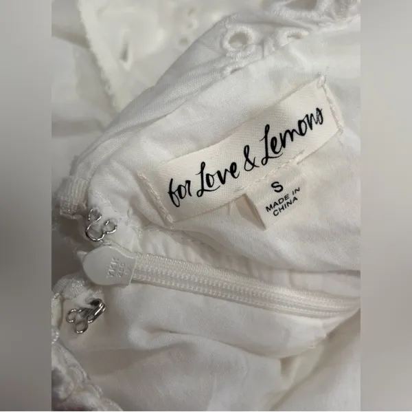 For Love & Lemons White Eyelet Mini Dress - Image 3