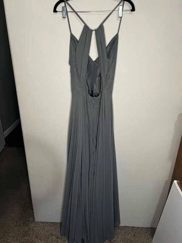 Azazie‎ Avelina Steel Gray Chiffon Maxi Dress - Image 7