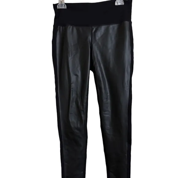 Athleta‎ High Rise Gleam Faux Leather Front Tights Sz S - Image 3