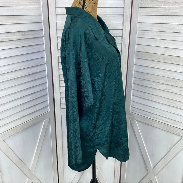 Victoria’s Secret Vintage‎ Satin Brocade Nightshirt Green Small - Image 3