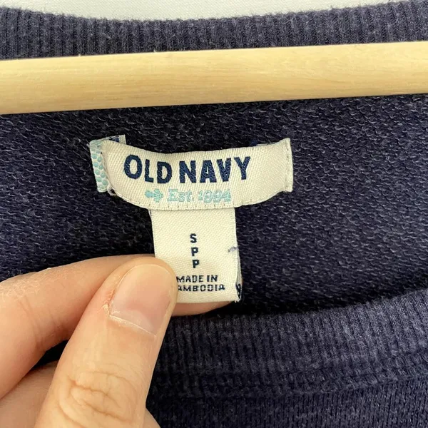 Old Navy Raglan Crewneck Sweater Small Indigo‎ Purple Women Cotton Blend - Image 3