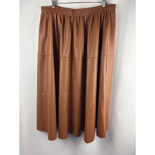 Women’s Ulla Popken Size 16/18 Brown Faux Leather Skirt - Image 3