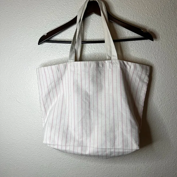 Sézane cream red California Mon Amour striped canvas tote bag - Image 3