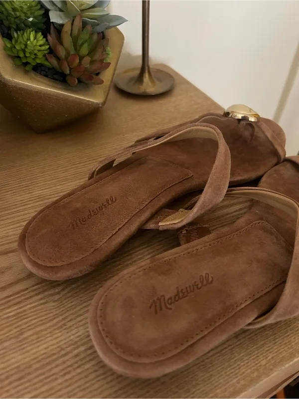 Madewell Mila Organic Hardware Thong Slide Sandal Aged Cognac Brown NEW Size 7.5 - Image 7