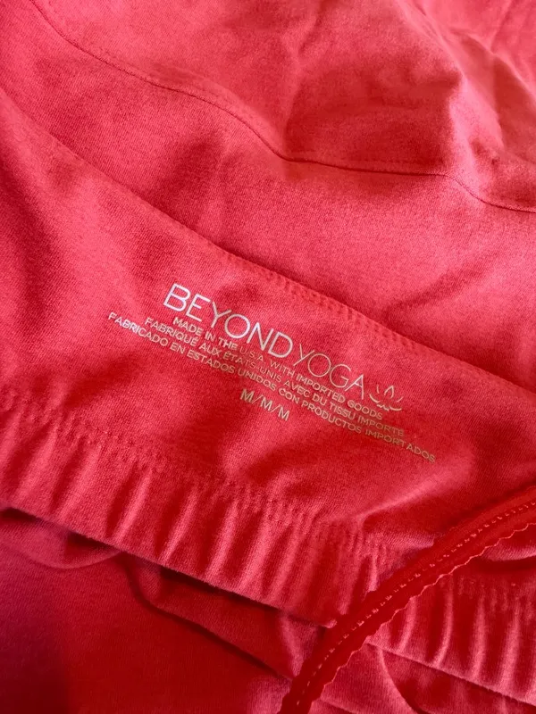 Beyond Yoga Bold Coral Midi Dress Stretchy Slimming Slit Casual Size Medium - Image 11