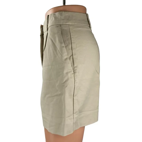 Zara Womens Beige Khaki High Waisted Utility Straight Mini Casual Shorts Size XS - Image 3