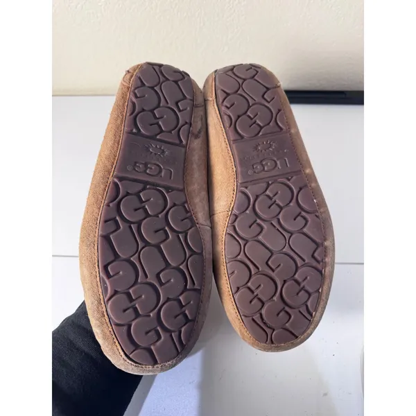 UGG Ansley Moccasin Slippers Women Size 10 Brown Suede Shearling Minimalist‎ - Image 3