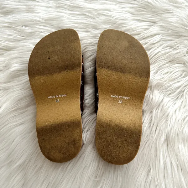 Zara Leather Double Buckle Wooden Platform Sandal Sz 7.5 - Image 7