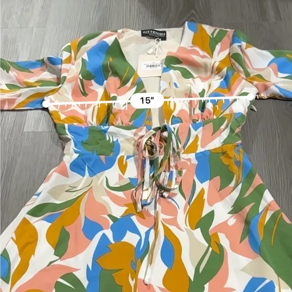 Kittenish Stand Out Multicolor‎ Geometric Print Long Sleeve Mini Dress Size XS - Image 9