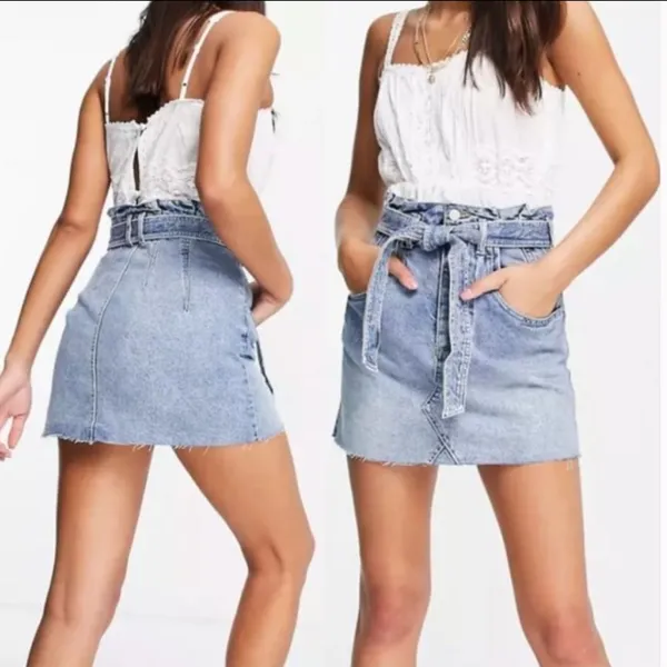 We‎ The Free East of Eden Paper Bag Denim Belted Skirt - Image 2