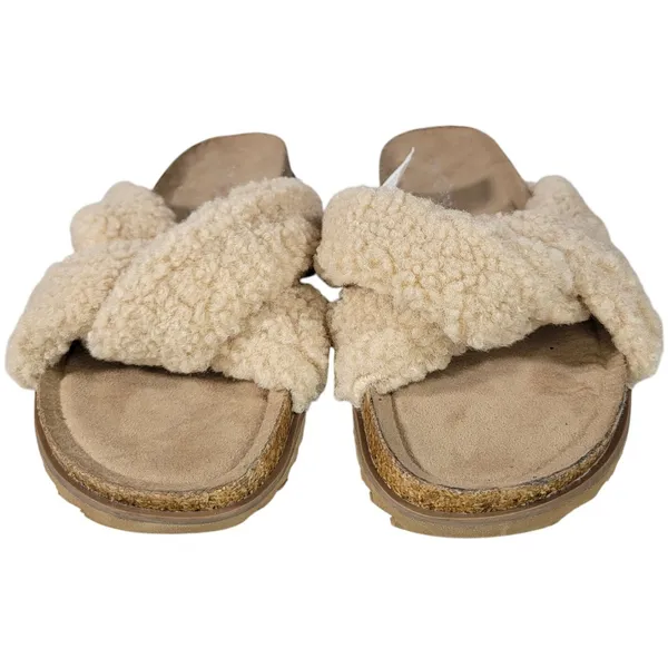 Treasure and Bond Sherpa Slide Sandals Cream Women Size 6‎ Comfort Cozy Warm - Image 2