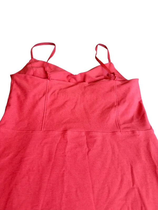 Beyond Yoga Bold Coral Midi Dress Stretchy Slimming Slit Casual Size Medium - Image 8