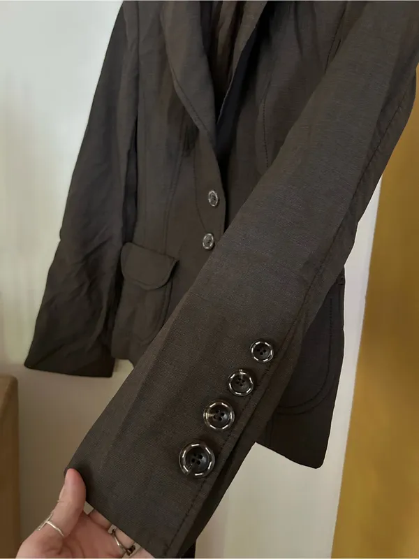 Escada Womens Pure New Wool Tailored Blazer Pants Suit Set Brown Size 36 (Small) - Image 3