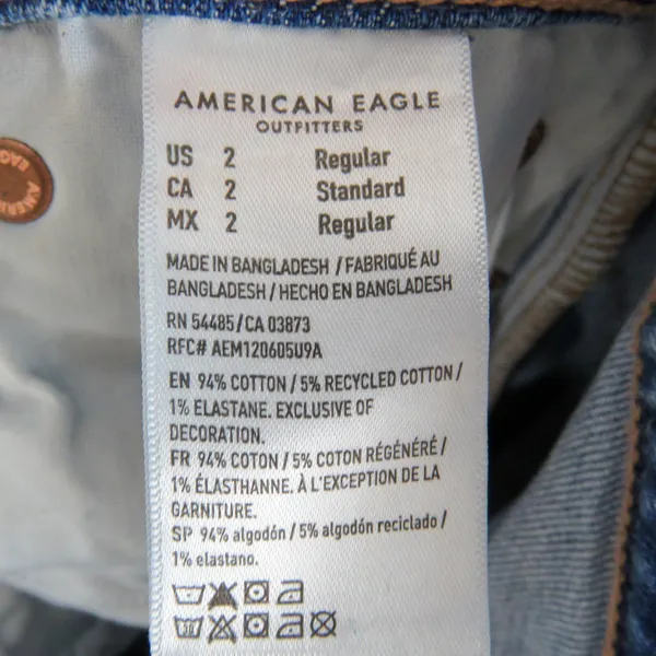 American Eagle Curvy Straight Jeans Ripped High Rise Straight Leg Jeans Size 2 - Image 7