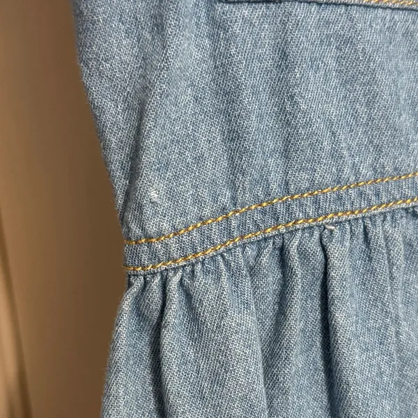 Vintage 90s‎ Denim Button Down Midi Dress Cottagecore Minimalist Prairie Western - Image 6