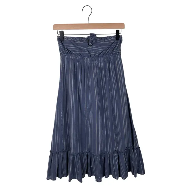 Vintage Y2K Old Navy Strapless Sundress Size Small Blue Metallic Stripe FLAWED - Image 14