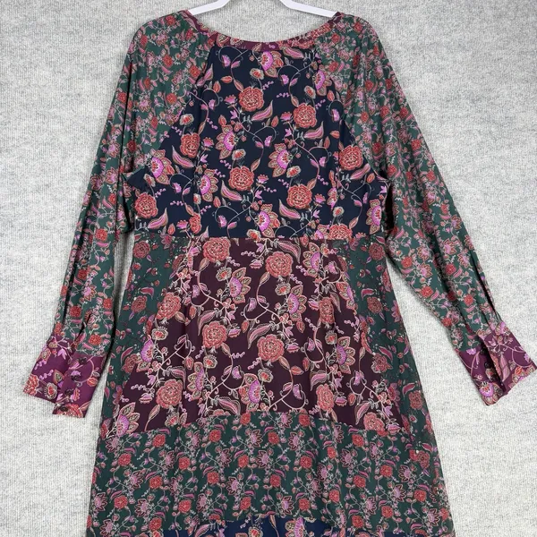 CAbi Size-L Festive Maxi Dress Retro Floral Paisley Print Blue Burgundy - Image 7