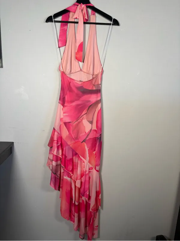 Windsor Pink Multi-Tone Asymmetrical Halter Dress - Image 4