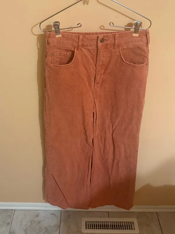 Anthropologie Pilcro The Robbie Coral Corduroy Ribbed Wide Leg Pants - Image 3