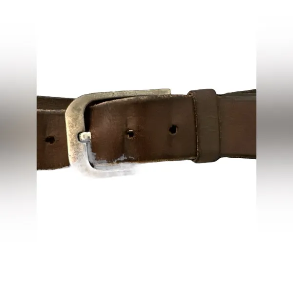 Brown leather belt silver buckle - Image 2