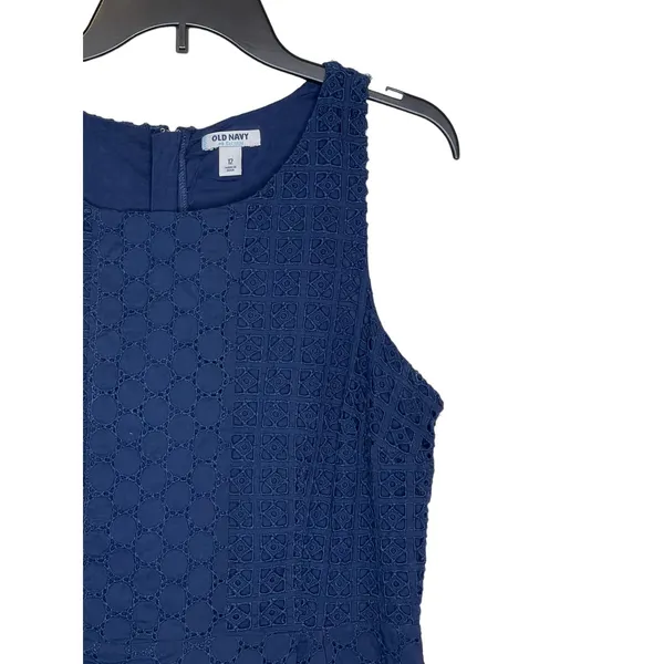 Old Navy Women's‎ Dress Short Fully Lined Sleeveless Scoop Neck Cotton Blue 12 - Image 2