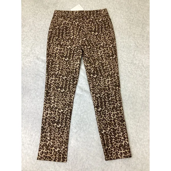 Gibson Latimer Leopard Print Perfect Fit Slimming Pants Brown Tan Womens 8 NEW - Image 2