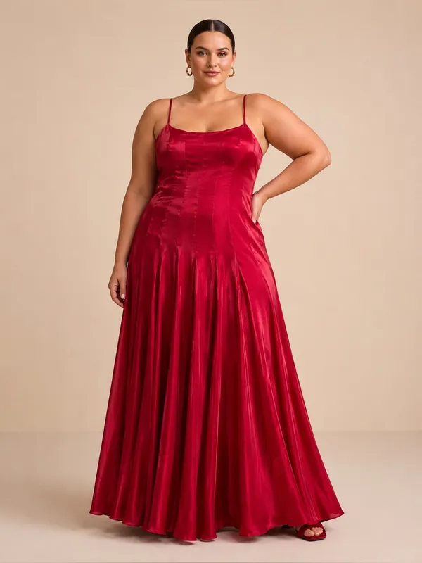 Lulu’s Berry Red Organza Pleated Drop Waist Maxi Dress XL - Image 3