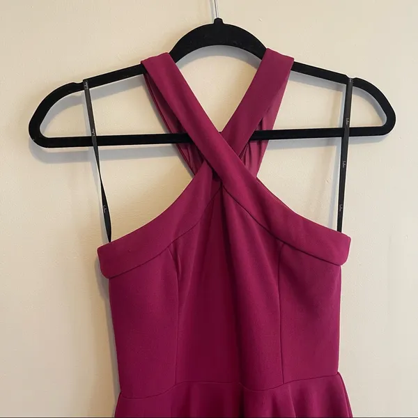 Lulu's The Way You Look Tonight Magenta Halter Skater Dress Size XS - Image 3