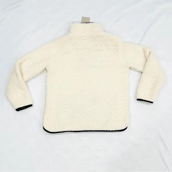 NWT Thread & Supply Cream Black Piping Quarter Zip Sherpa Pullover Sweatshirt - Image 7