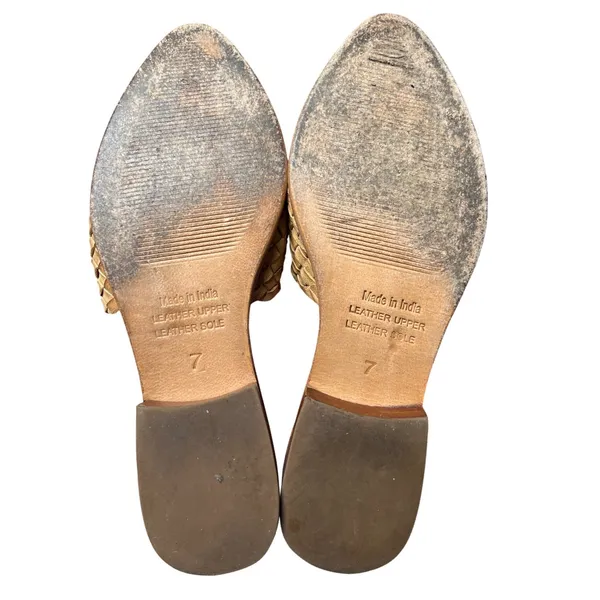Woven Leather Pointed Toe Mule‎ Slides Tan Women's Size 7 - Image 7