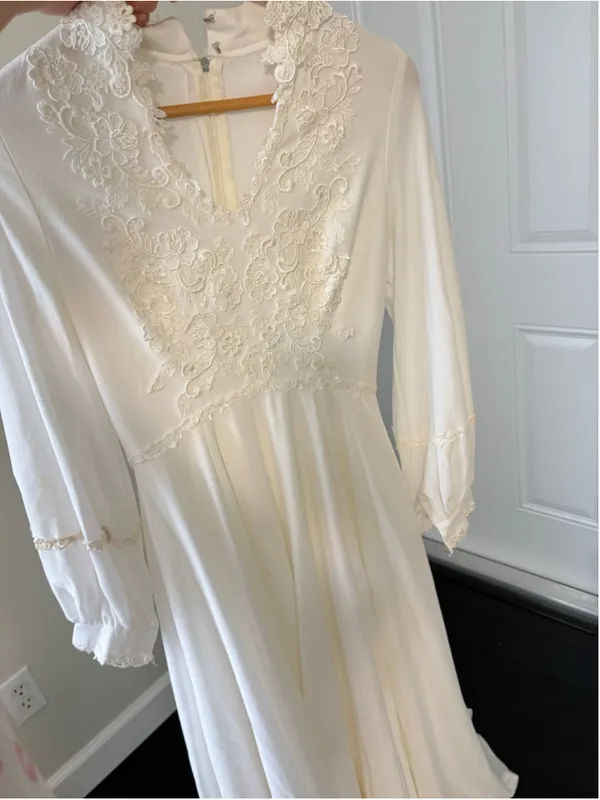 Vintage Edwardian Style Cottagecore Wedding Dress - Image 6