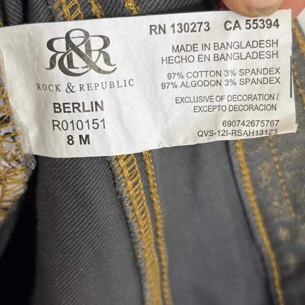 Rock & Republic Grey Gold Metallic Shimmer Skinny Jeans Womens‎ Size 8 - Image 11