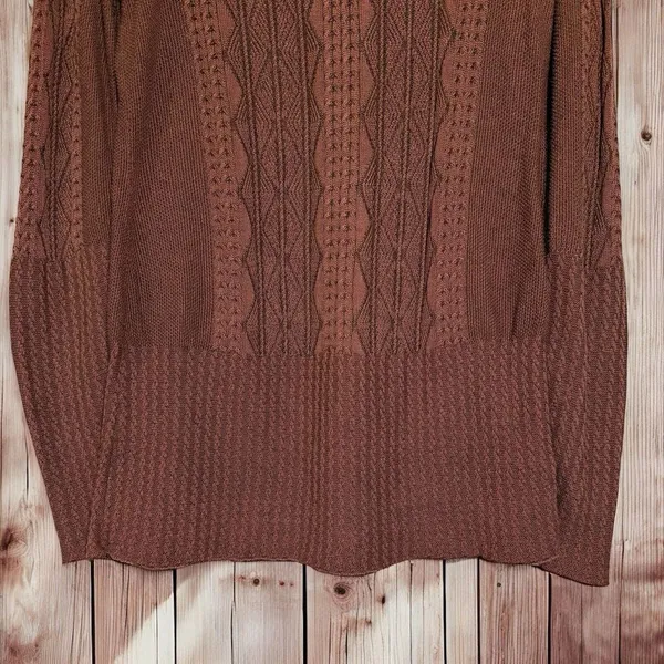 Peruvian Connection Cable Knit Sweater‎ | Womens Small | Brown 100% Pima Cotton - Image 2