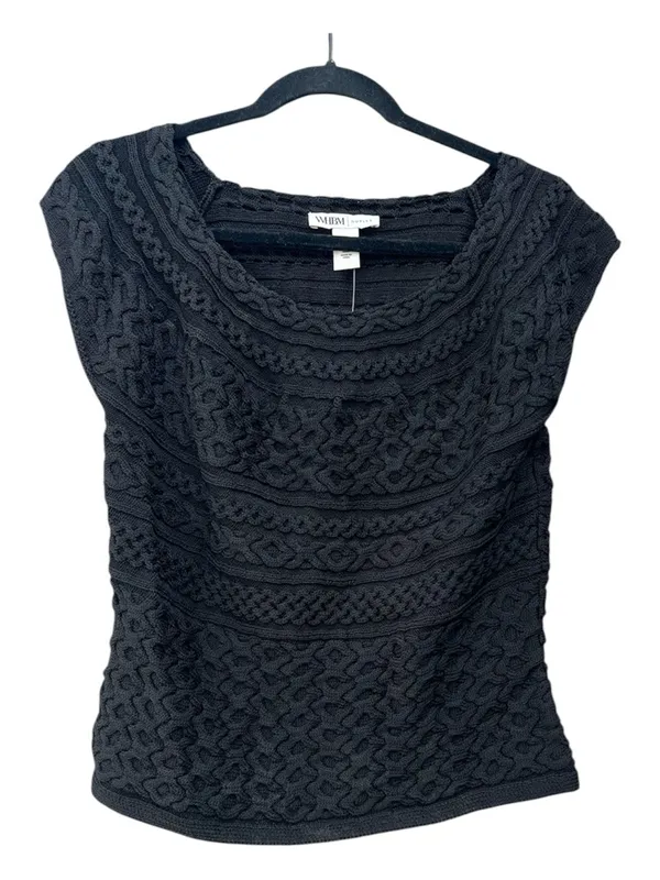 White House | Black Market Outlet Chic Capsule Vest Knit Top Textured Sleeveless Sweater Black Small - Image 4