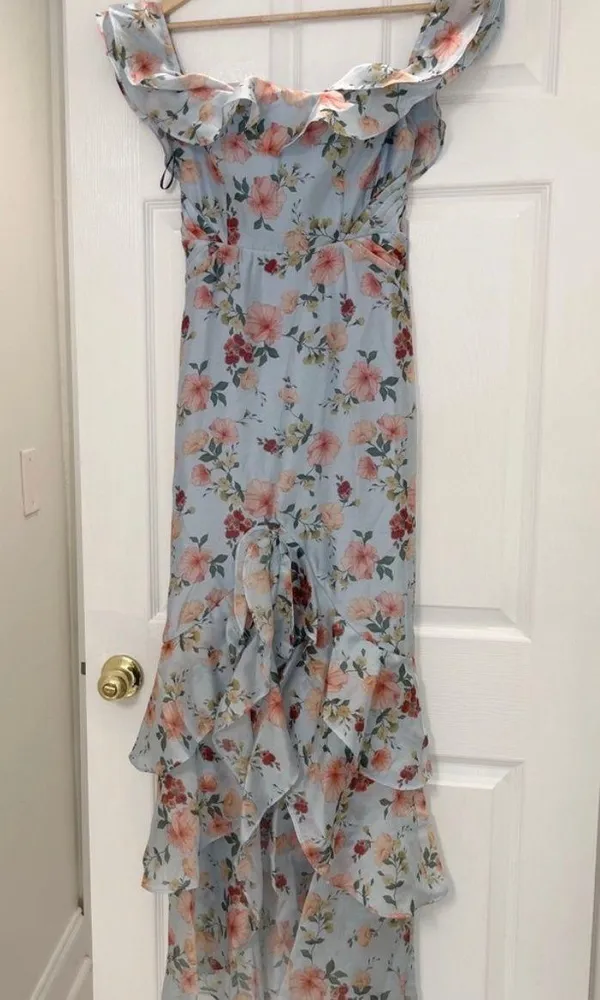 Majorelle Godfrey Gown Blue Floral Off The Shoulder Dress Size XS - Image 3